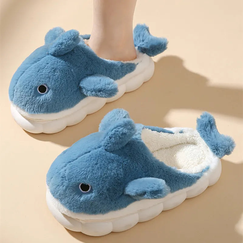 Whale Cotton Home Shark  Slippers For Female
